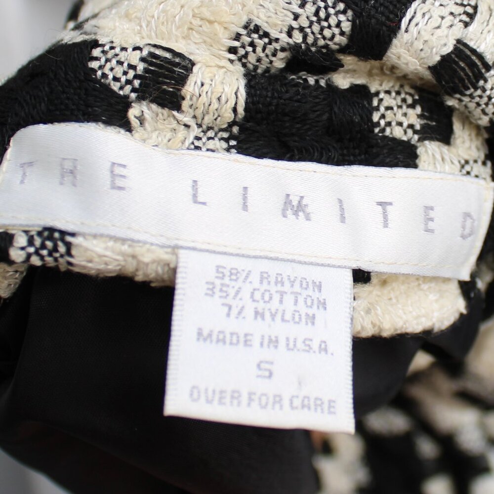 The Limited VTG 90's Black White Houndstooth Skirt Blazer Suit Size Small / 6 - Picture 8 of 8